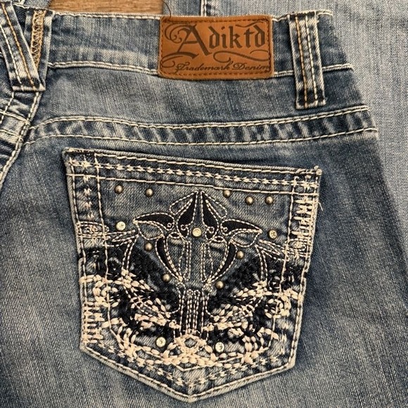 Adiktd Bootcut Jeans Embellished Pockets Low Rise Y2K Denim 32x33 - Picture 6 of 10